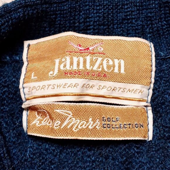 Vintage Jantzen 60s Made in USA Grandpa Retro Knit Cardigan Sweater - Size Large - Picture 6 of 6